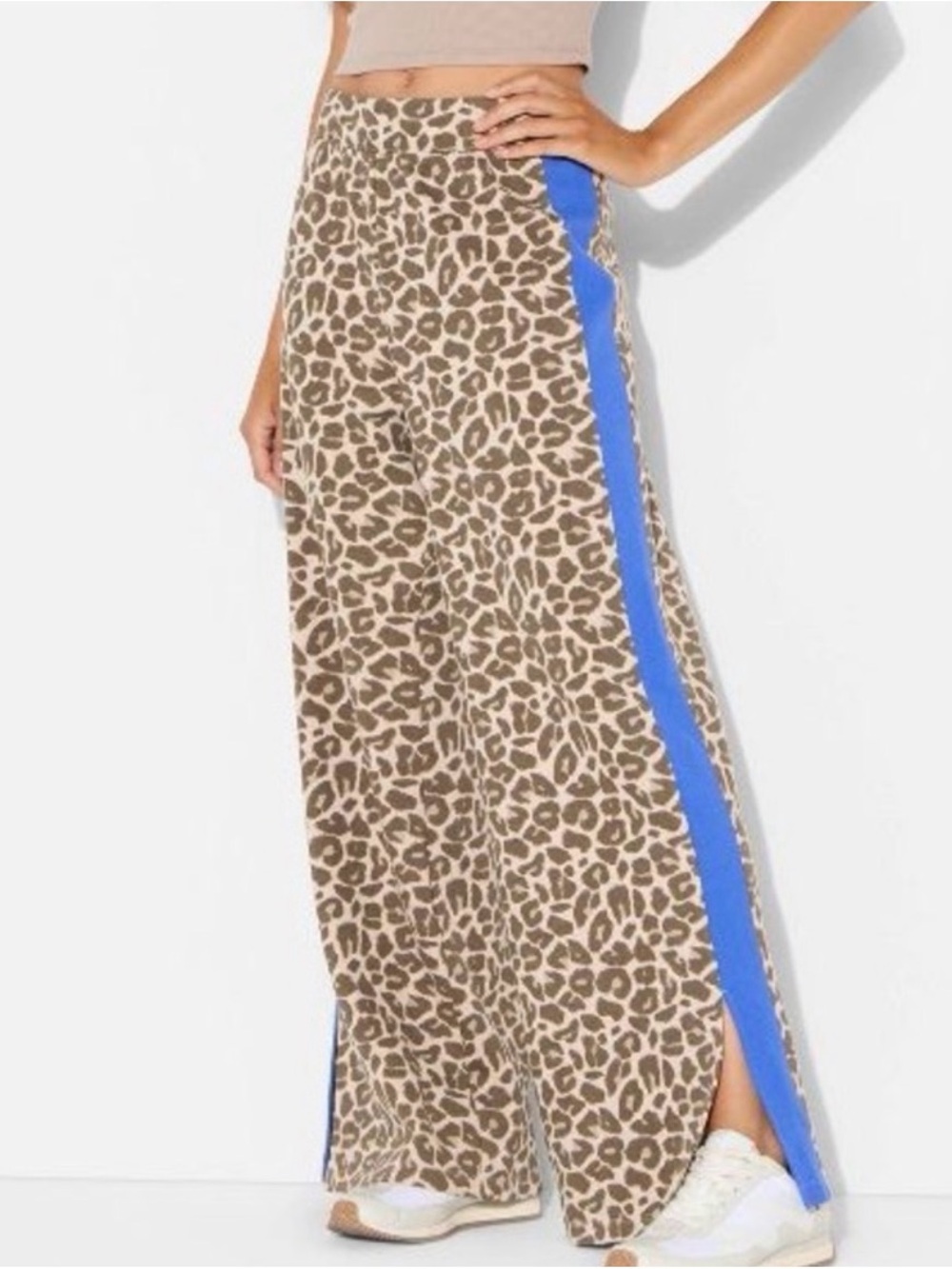 Grayson Threads Leopard Maxi Skirt with Blue Side Stripe